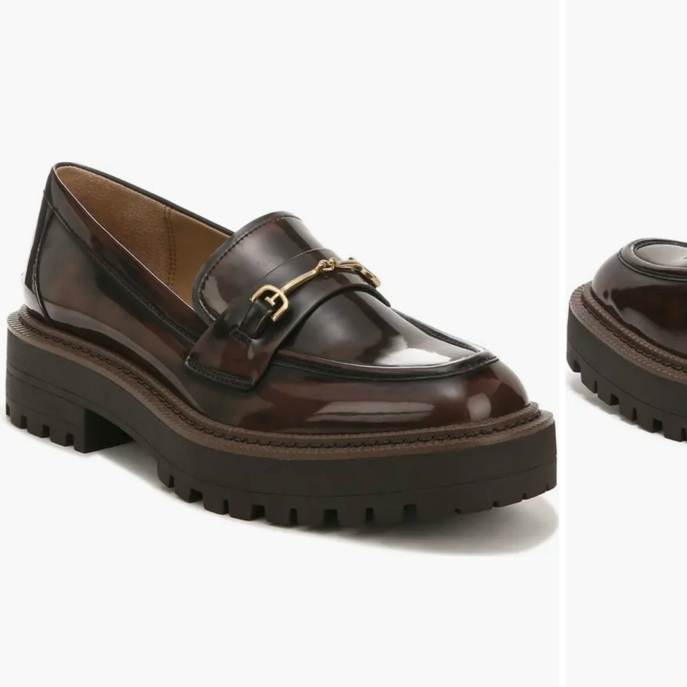 Sam Edelman Lug Loafers (chestnut) with Gold Detail